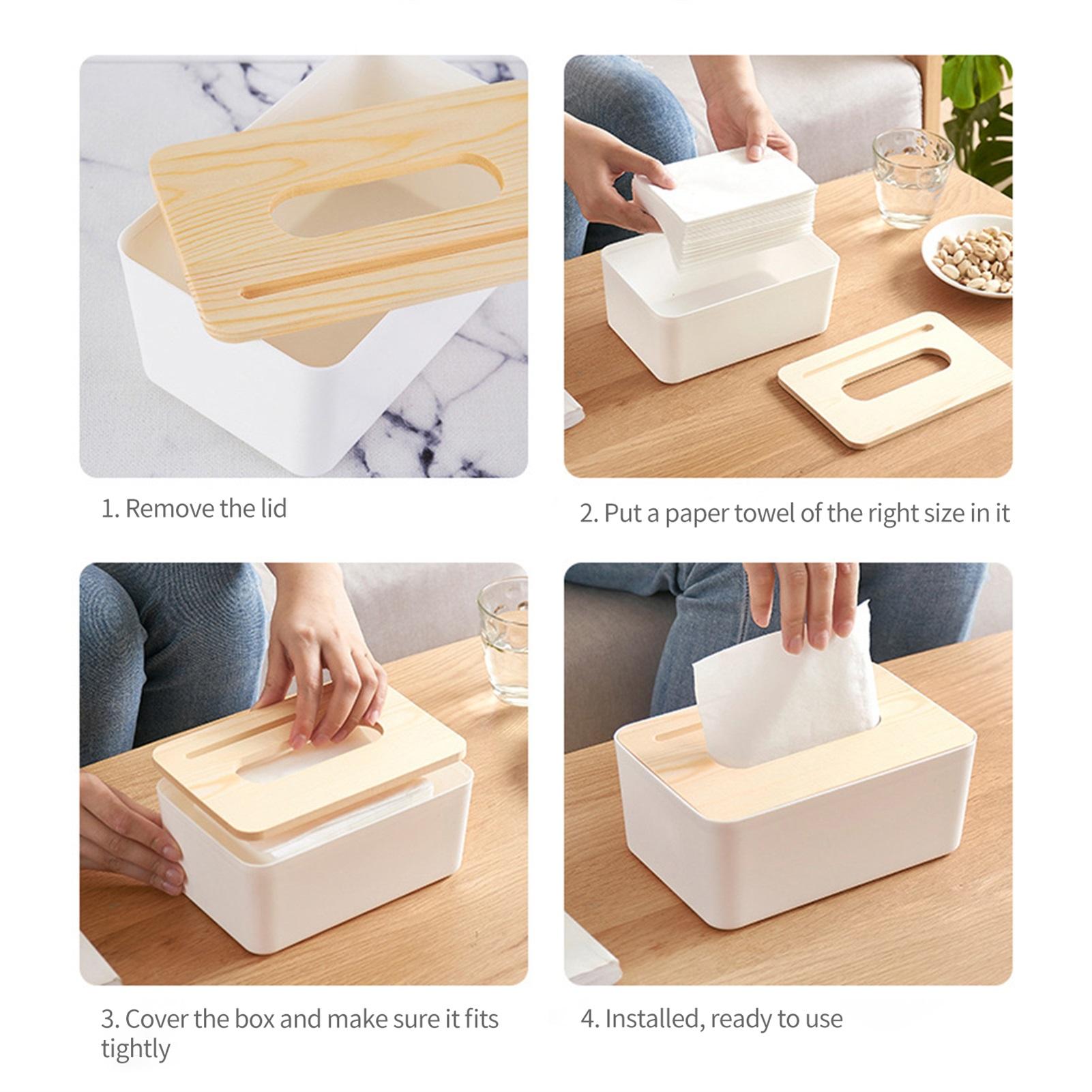 

Paper Towel Dispenser Wood Tissue Box Cover Holder Countertops Bathroom Toilet Tissue Box Home Kitchen Paper Extraction type 3 Rectangle