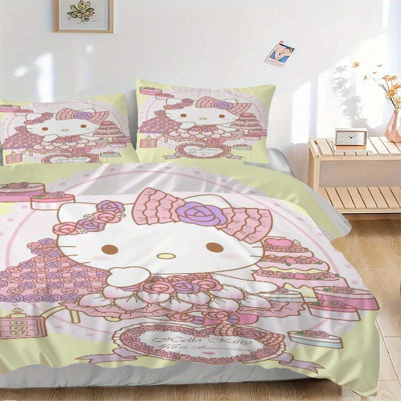 

3 шт. Постельное белье с принтом к 45-летию Hello Kitty, Мягкое и удобное покрывало-одеяло для спальни, Гостевой комнаты 135x200cm