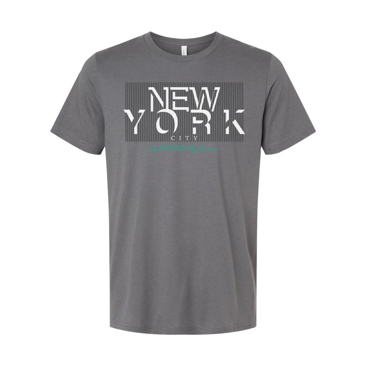

Unisex New York City Striped Graphic Tee With United States Of America Script Lo XL