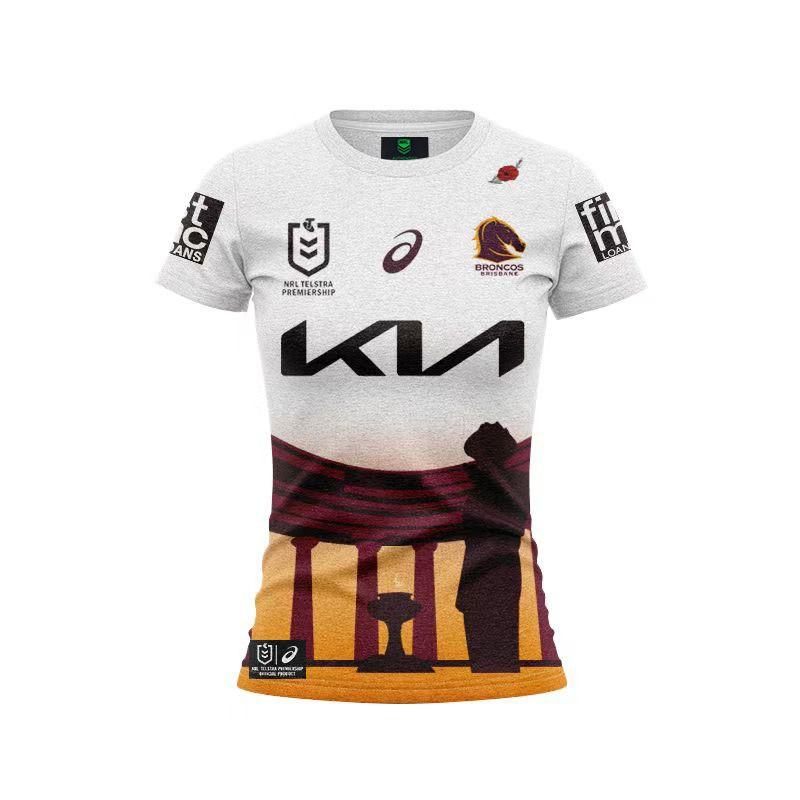 NRL Brisbane Broncos Womens Rugby T-Shirt Polo Tank Top Kids Sports Casual Shirt
