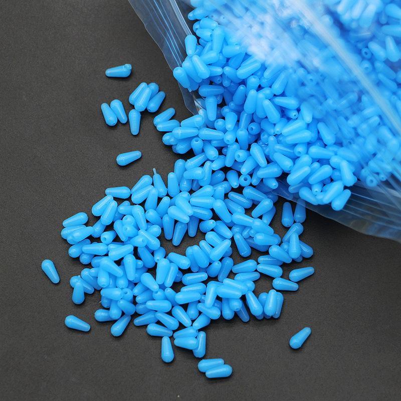 100Pcs/Lot Anti-Tangling Rubber Fishing Float Blue Oval Stopper Fishing Float Space Beans Seatool Fishing Bobber Accessories