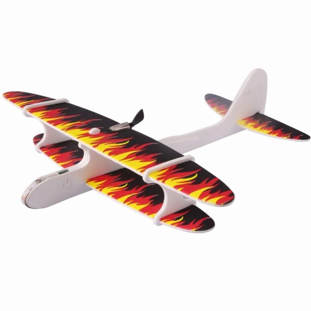 PP Electric Large Foam Biplane Glider with LED Light Flight Glider DIY Aircraft Model Toy
