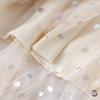 Qooth Polka Dot Midi Skirt Calf Length Tulle Skirt Embroidery Print with Paillette for Summer QT2108