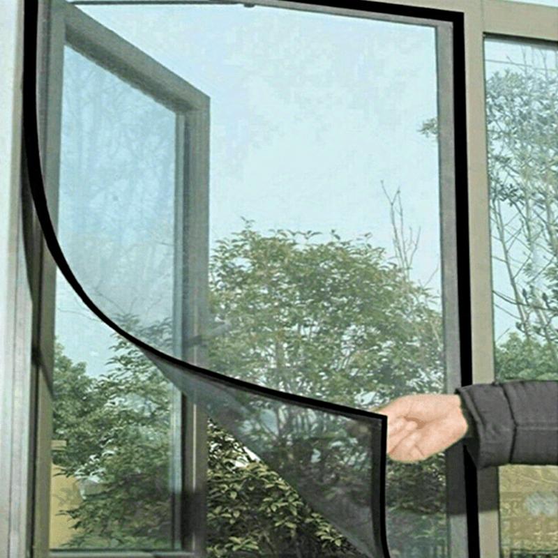 1PC Removable Magnetic Fly Screen for Windows No-Tools Adjustable Window Bug Barrier