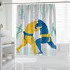 1pc Humorous Sumo Wrestlers Cartoon Shower Curtain - High Quality Polyester Bathroom Decor with Vibrant Digital Print, Machine