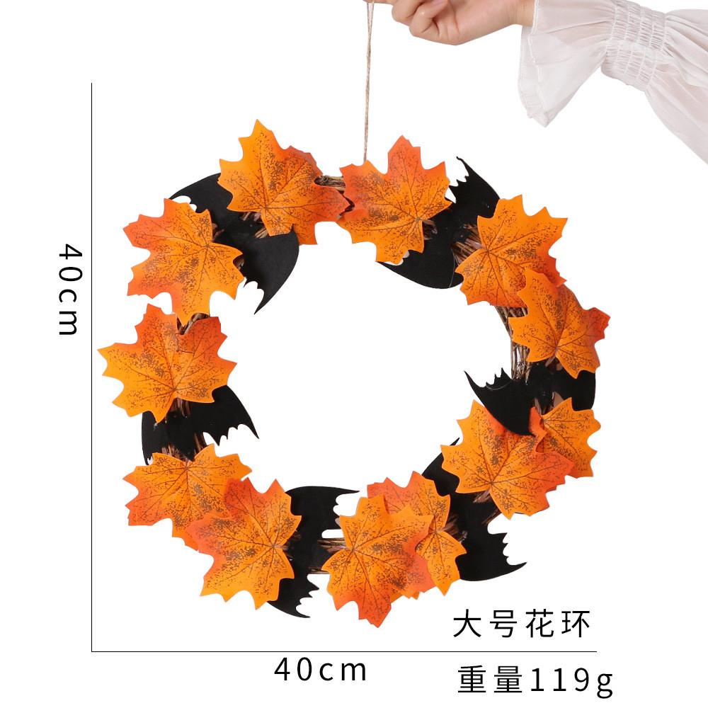 Faux Exquisite Maple Leaf Halloween Wreath With Decorative Bats Perfect For Holiday Decor Wall