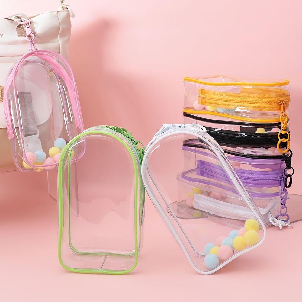 Colorful Transparent Protector Case Cable Organizer Box for 17cm Plush Dolls Display Bag With Keychain Earphone Bag