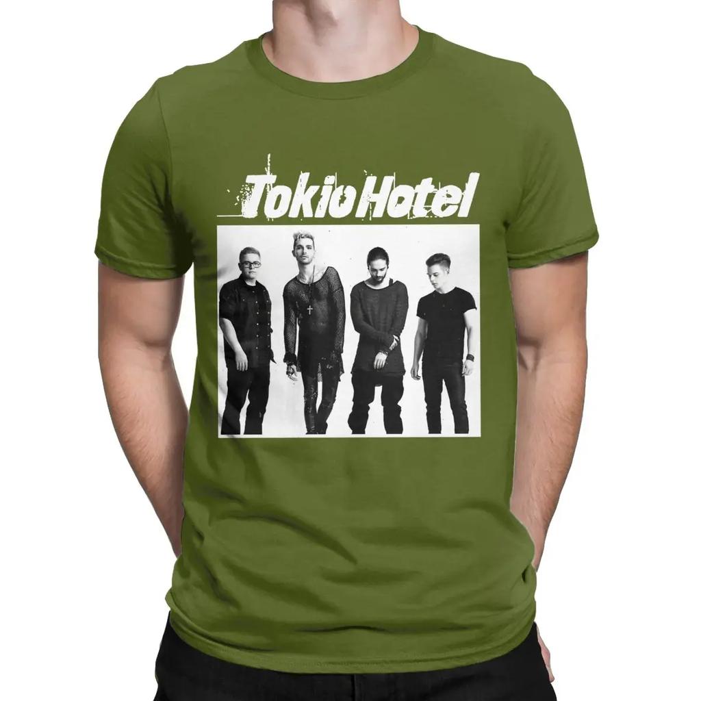 Tokio Hotel Vintage Beyond The World Men T Shirts Casual Tee Shirt Short Sleeve Crew Neck T-Shirt Cotton Graphic Clothing