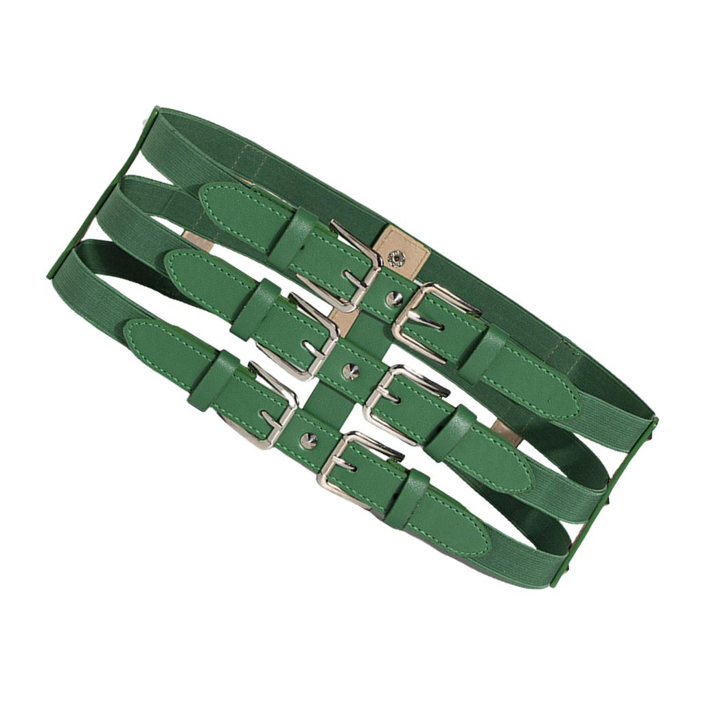Fashionable Three Breasted Waist Belt Female Corset PU Waistband Elastic Cincher Belt All Matching Waist Dressingup Belt