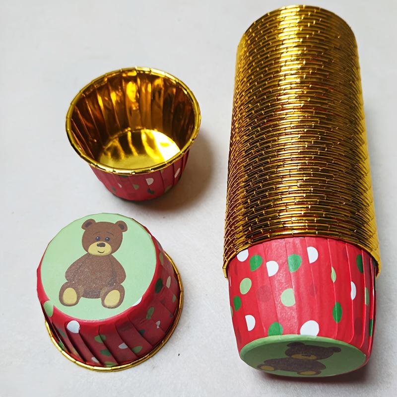 50PCS Christmas Safety Holidays Cakes Paper Trays Parties Paper Cups Packaging Desserts Baking Environmental Protection