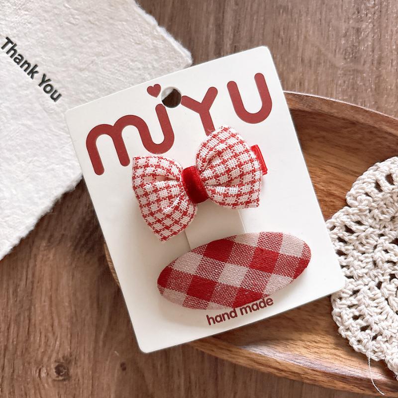 1Pair New Year Cute Red Bow Hairpins Children Girls Hair Clips Pin Barrettes Accessories Hairclip Headwear Headdress Ornament