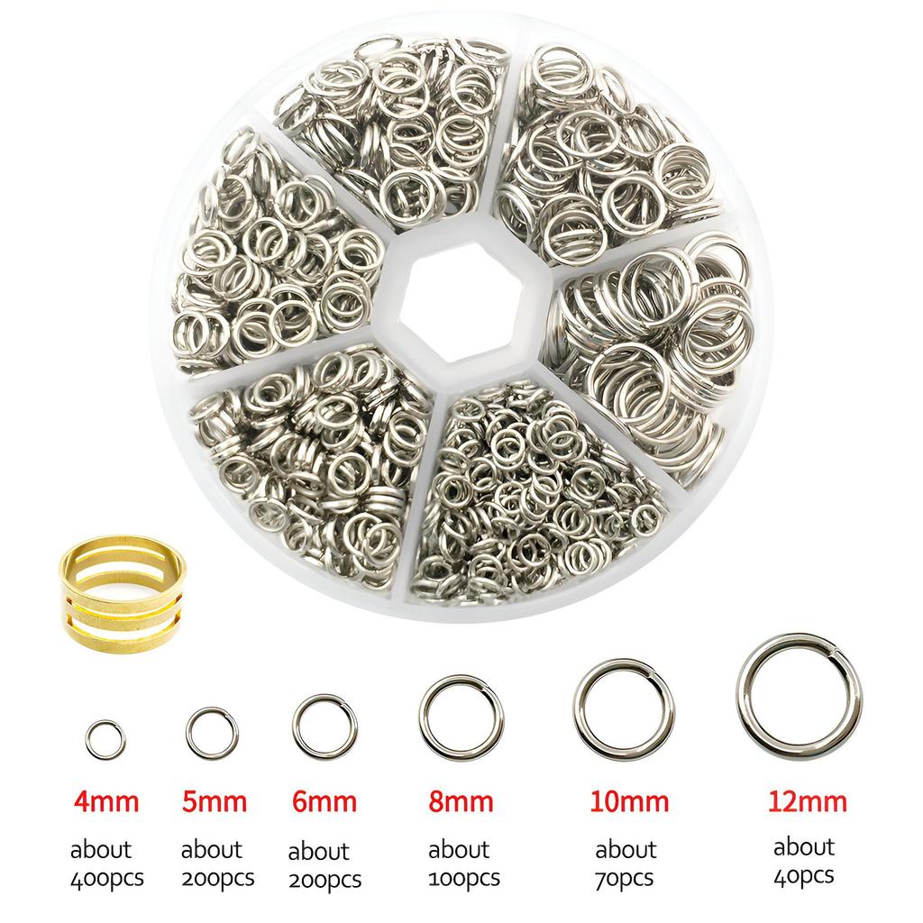 Mehrfarbiges Eisen Biegeringe Set - 6 Fächer mit Öffner für DIY Schmuck