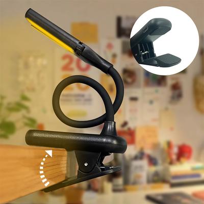 Eye Protection Lamp Three-Button Touch Clip Book Lamp Rechargeable Adjust Brightness 14 LED for Travel Bedroom Reading