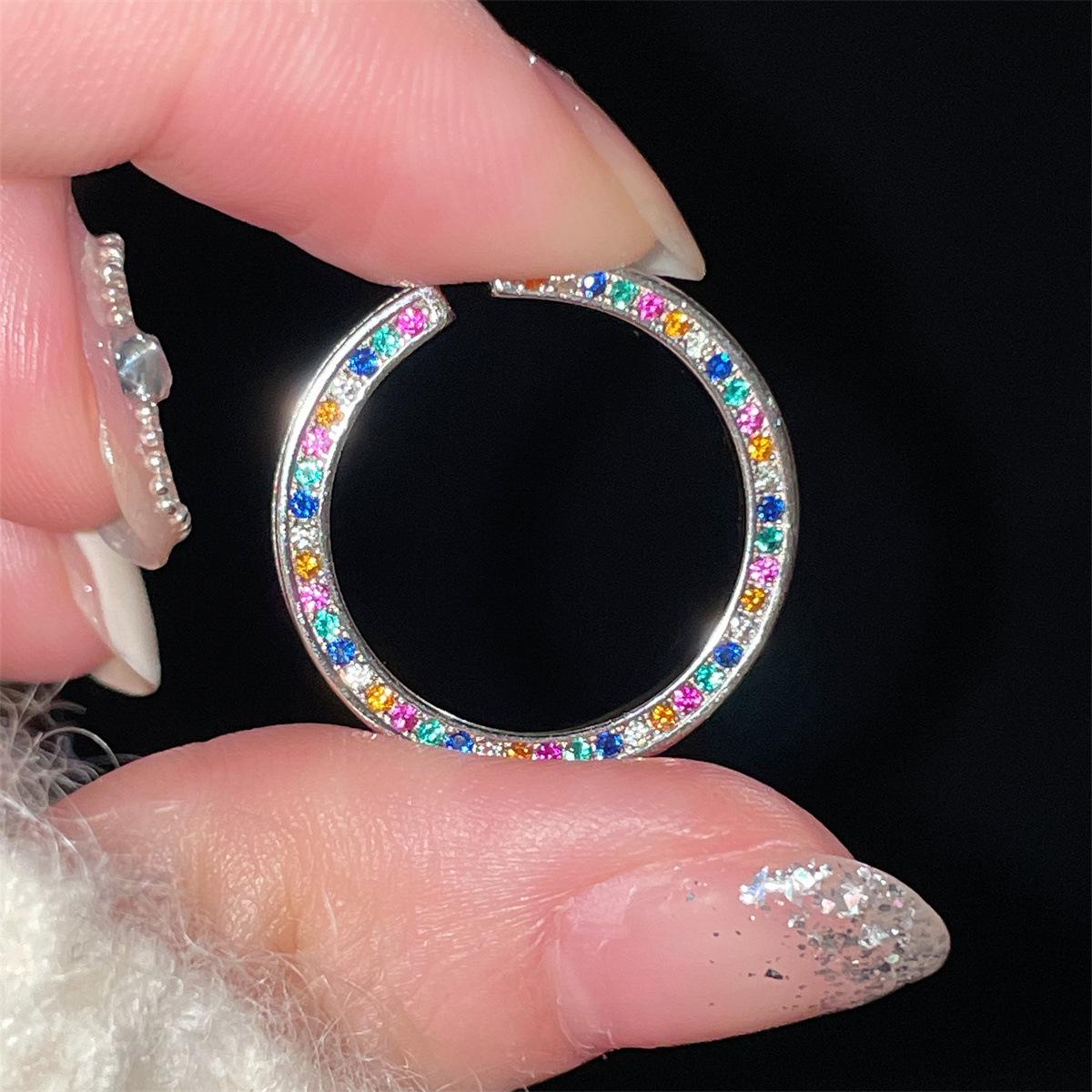 

Цветное кольцо с цирконием, модное изысканное ювелирное изделие, открытое кольцо, женское, стерлинговое серебро 925 пробы, стиль ins, мода высокого класса opening adjustable