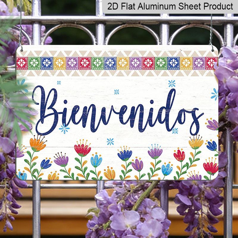 2D Flaches "Bienvenidos" Vintage Spanisches Aluminium-Metallschild - Perfekt für Haus, Bauernhaus, Café & Coffee Shop Wanddekoration