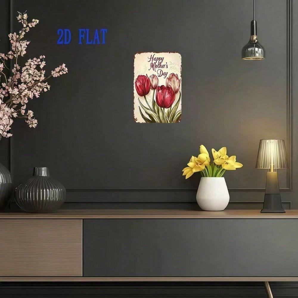 Vintage Dutch Tulip Metal Poster Wall Art Home Decor Gift