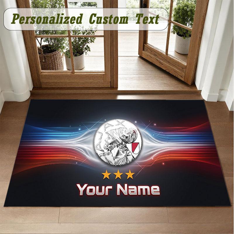 Crystal Velvet Square Rug Custom NameAjax Amsterdam Pattern Non Slip Home Floor Decor Rug