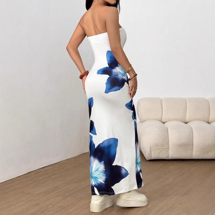 European and American Trends, Summer New Fashion Temperament, Sexy Tube Top, Slim-fitting Long Holiday Dress