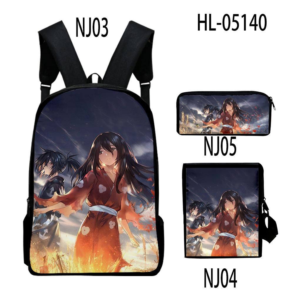 Trendy Popular Cool Dororo 3D Print 3pcs/Set pupil School Bags Laptop Daypack Backpack Inclined shoulder bag Pencil Case