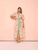 2025 Cross-Border Casual Fashion Linen Print Lace-Up Cardigan Dress