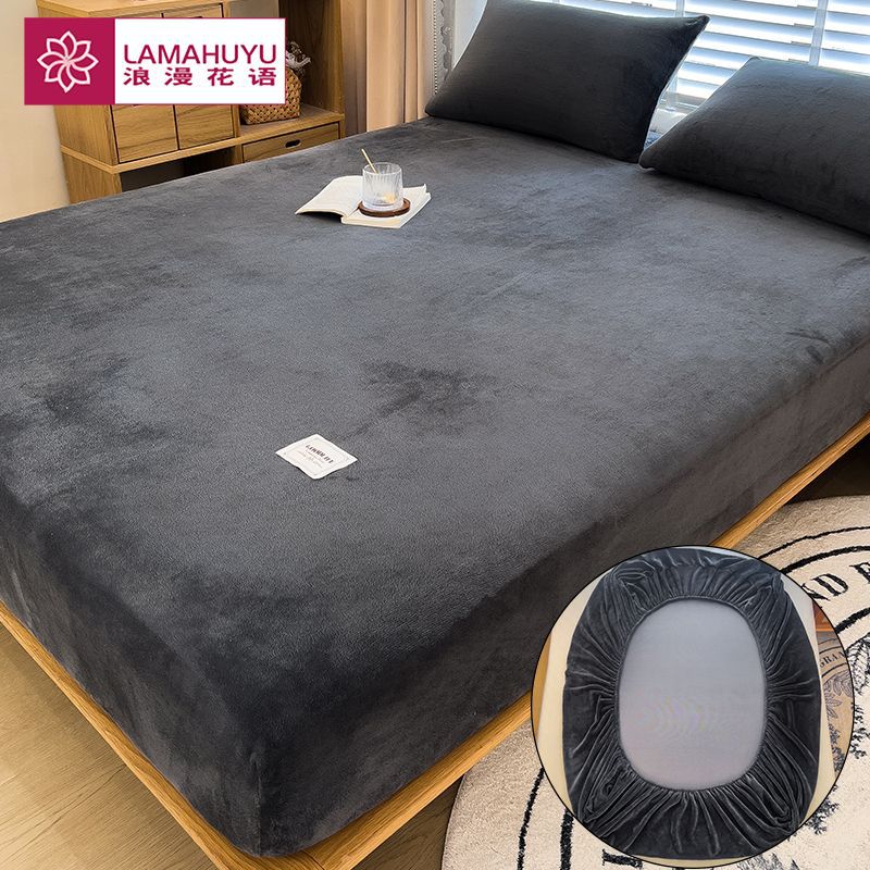 Weiche warme Plüsch Spannbettlaken elastische Matratzenauflage flauschiges Korallenfleece Bettwäsche Winter Paar Luxus Doppelbett Bettwäsche