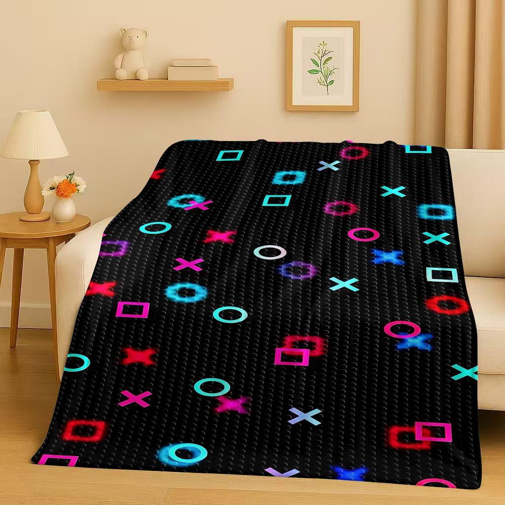 26 Style Game Zone Sign Gamer Controller Flannel Blanket,Ultra Soft Warm Plush Throw for Home Bedroom Bed Sofa Cover Kids Gift