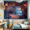 2D Pirate Ship Wall Tapestry, Cave View Ocean Adventure Art Wall Hanging for Home Decoration