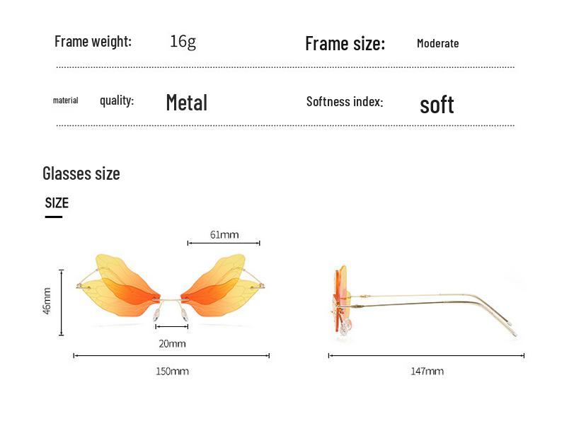 2024 Trendy Frameless Dragonfly Gradient Sunglasses for Women