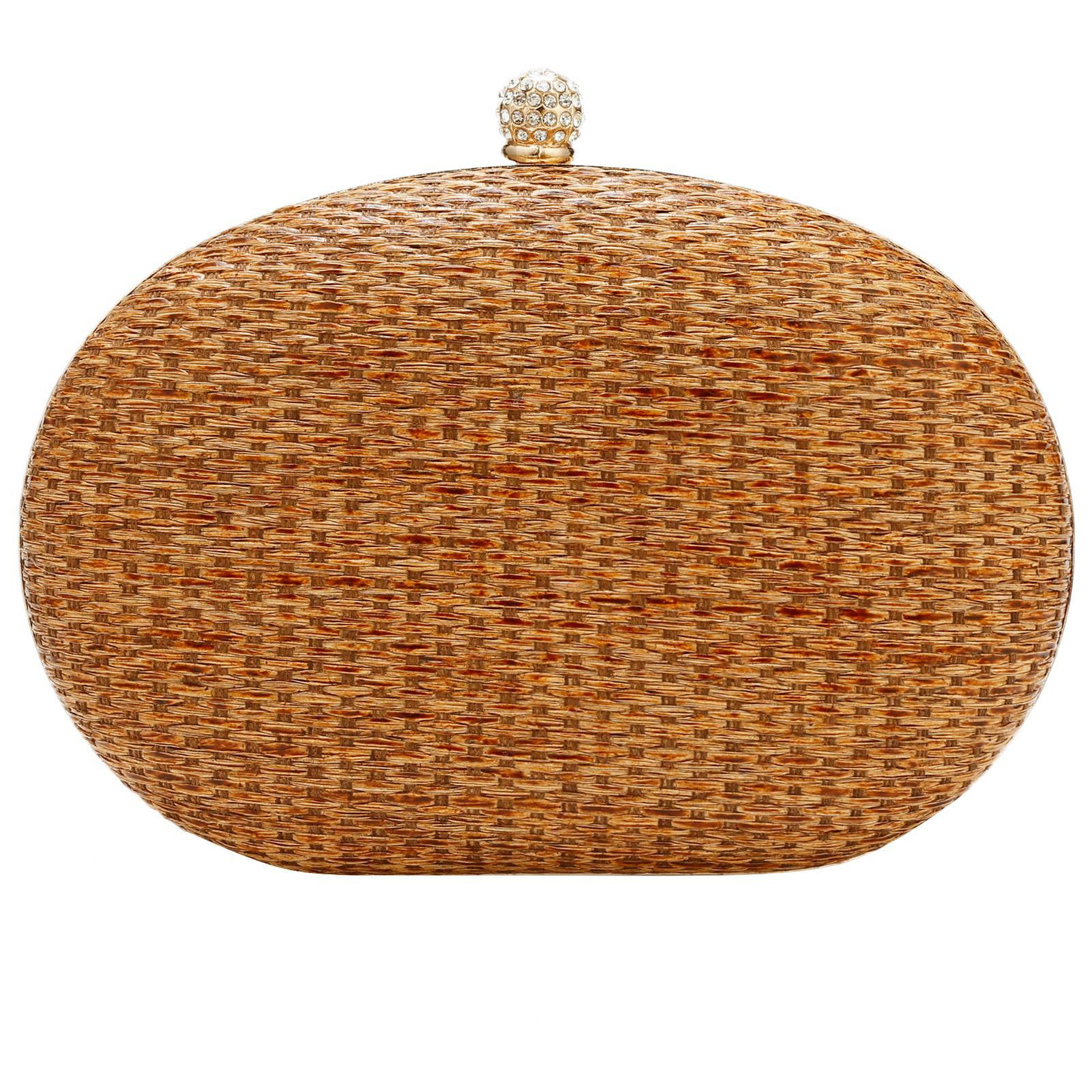 Straw Clutch Purse For Women Hand-Woven Handbag Summer Beach Shoulder Bag Ladies Crossbody Bag Summer Cocktail Party коричневый