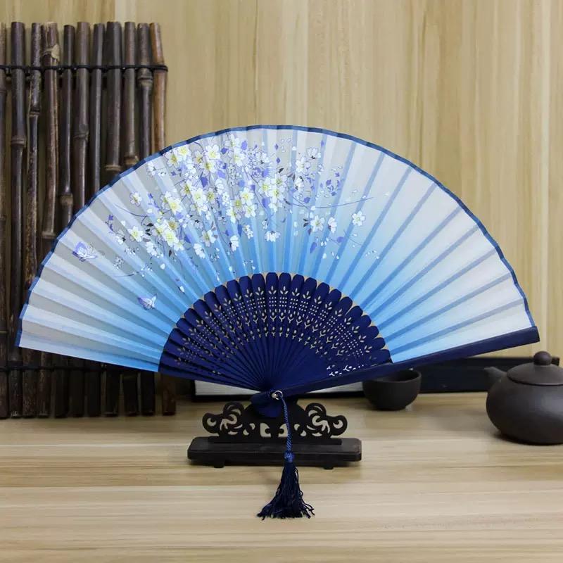 1pc-Multi-colored hand folding fan, bamboo folding fan, hand folding fan for church wedding gifts, party discount