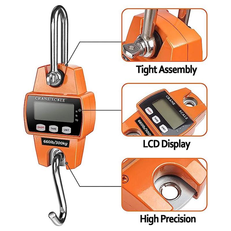 A96I-1Set Digital Hanging Scale Fish Scale Hunting Farm Bike Bow Fish Weight Fishing Scale 300 KG Heavy Duty