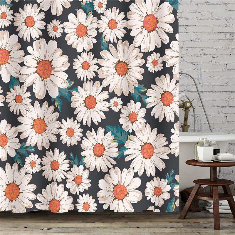 

Fashion Modern Bathroom Decoration Design Shower Curtains Black Geometric Fabric Waterproof Bathroom Bath Curtain W90xH180cm