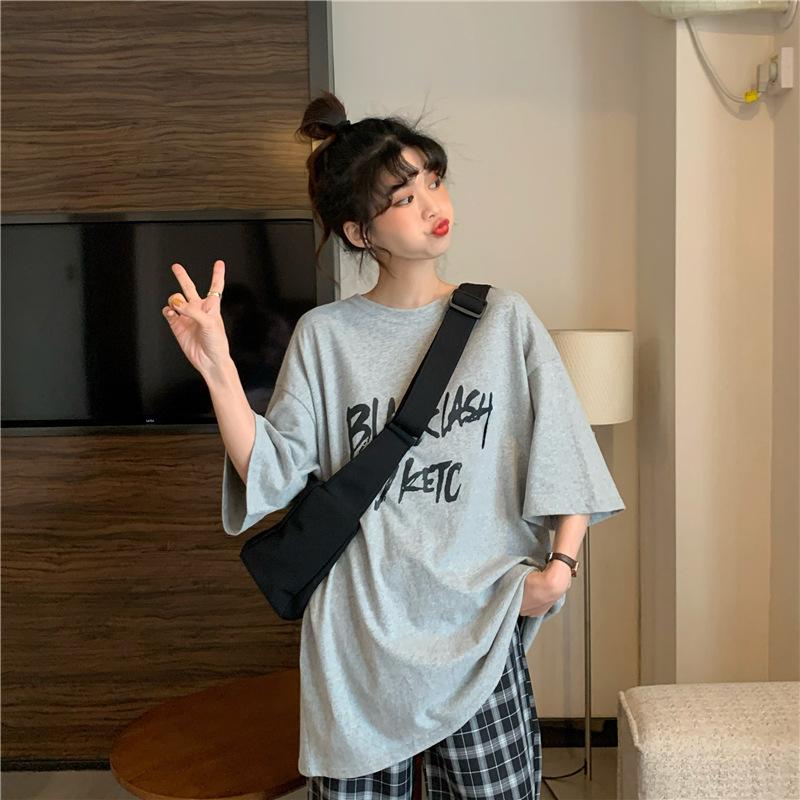 Vintage Buchstabenprint Lässiges Oversize T-Shirt Sommer koreanisch Kurzarm T-Shirts für Damen Kleidung Harajuku Studenten Y2k Oberteile Streetwear