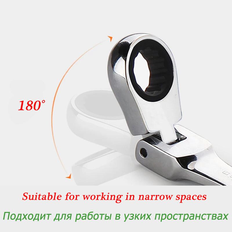 16 Mm Flexible Head Ratchet Wrench Key Ratchet Spanner Chromed Wrench Universal Key Hand Tools for Car Repair Tools