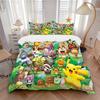 Pikachu Friends Print 3Pcs Bedding Setduvet Cover With 2 Bedropillowcase Home Birthday Gift