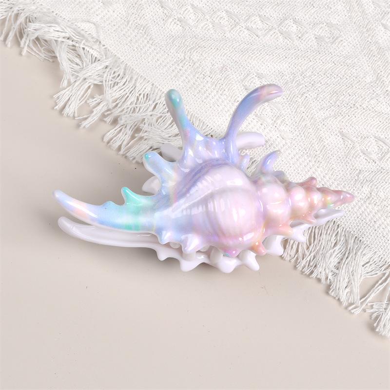 2025 UV Printed Conch Claw Clip: Summer Ocean Hair Accessory for Updo