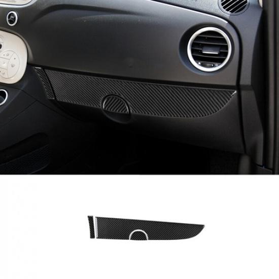 3pcs Carbon Fiber Passenger Glove Storage Box Panel Cover For Fiat 500 2012-2015