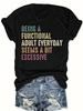 Letter Printed Round Neck T-shirt, Casual Short Sleeved Spring/summer Top, 's Clothing