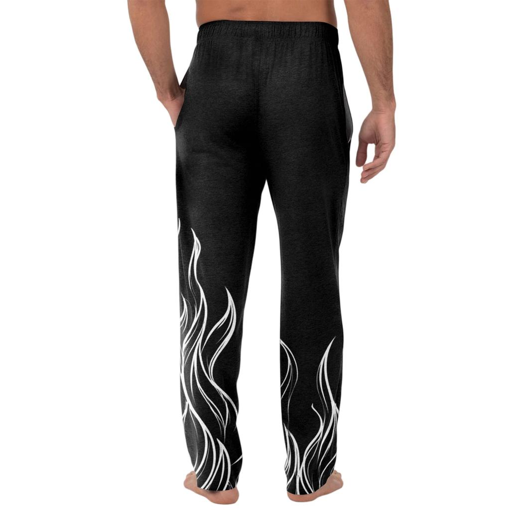 Men's Knitted Fashion Print Pocket Casual Pants Pajama Pants