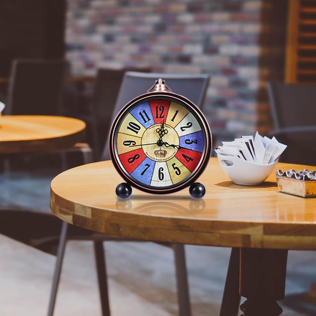 Retro Budík Kovový Tichý Stolní Hodiny Křemenný Strojek Bez Tikání Noční Hodiny do Ložnice