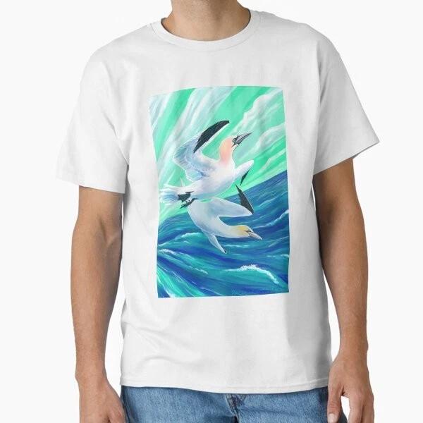 Fou de Bassan Sur La Mer T-shirt Classique T-shirt Fabriqué Aux Usa Taille S2xl