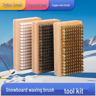 Ensemble de brosses à farter pour snowboard: Fil de cuivre, Crin de cheval de polissage, Soies en nylon pour nettoyage simple/double face et enlèvement de cire
