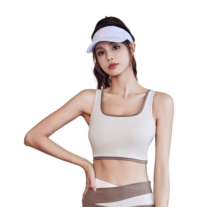 Women's High-Support Shockproof Color Block Sports Bra - Bust-Enhancing, Side-Slimming, Ideal for Yoga & Outdoor Activities