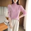 Semi-turtleneck Sweater Women's Pit Strip Knitted Sweater Autumn and Winter New Slim-fit Fashion Interior Patterned Bottoming Shirt Top