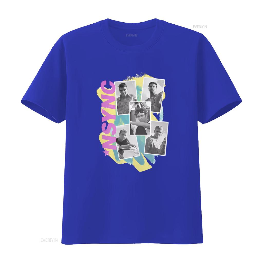 Vintage Style Womens Photo Collage NSYNC Band T Shirt Print vintage Washed designer clothes Soft Unisex streetwear Stretched