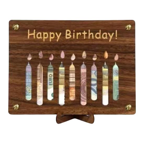 Wooden Money Holder Money Envelope with Hollow-out Pattern Cash Holder Wedding Cash Gift Holder for Christmas Birthday Graduation Festival