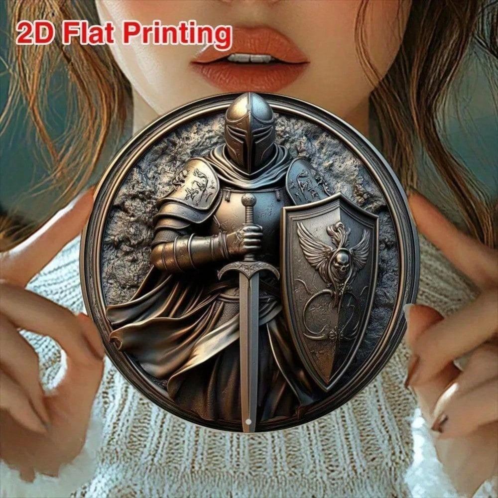 Vintage Knight Sword Shield Metal Sign 8x8 Inch Retro Tin Plaque Man Cave Bar Garage Wall Art Decor