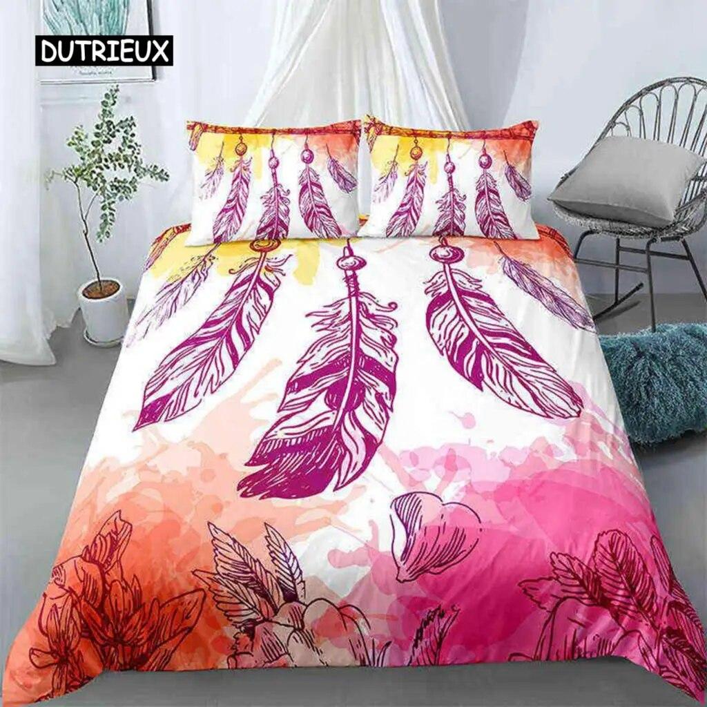 Dreamcatcher-Bettbezug-Set, King-Size-Bett, Boho-Traumfänger-Bettwäsche-Set, Mikrofaser, Bohemian-Stil, Bettdeckenbezug für Mädchen und Frauen
