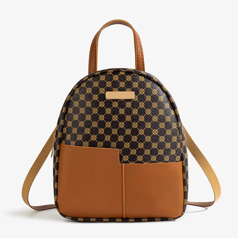 

Женский модный ретро мини-рюкзак с принтом в горошек, персонализированный передний карман, слот для карт, сумка для мобильного телефона светло-коричневого