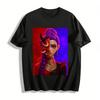 Half-faced Oni Princess Print Top Edgy Subculture Streetwear Unisex Niche Design T-Shirt Pure Cotton T-shirt